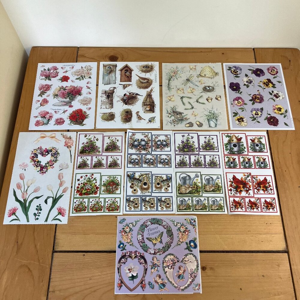 Flowers & Birds Stickers Lg Lot Vintage Marjolein Bastin Frances Meyer Grossman
